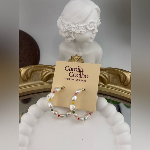 Camila Coelho Freshwater Pearl Hoop Earrings - Picture 3 of 5